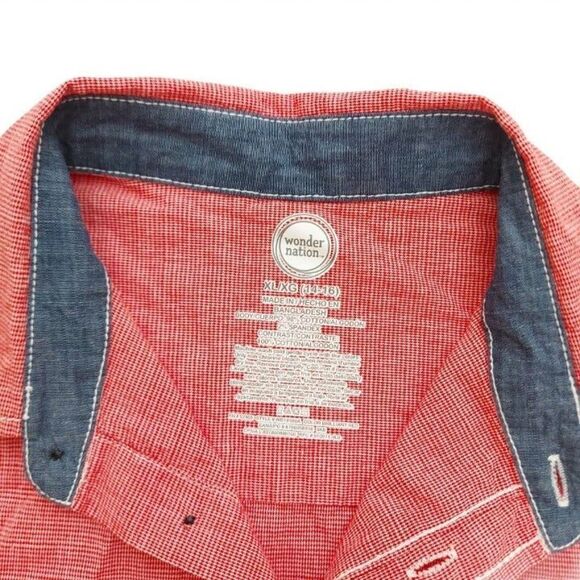 Wonder Nation Boys Short Sleeve Shirt Red Size XL Button Up - Picture 7 of 7